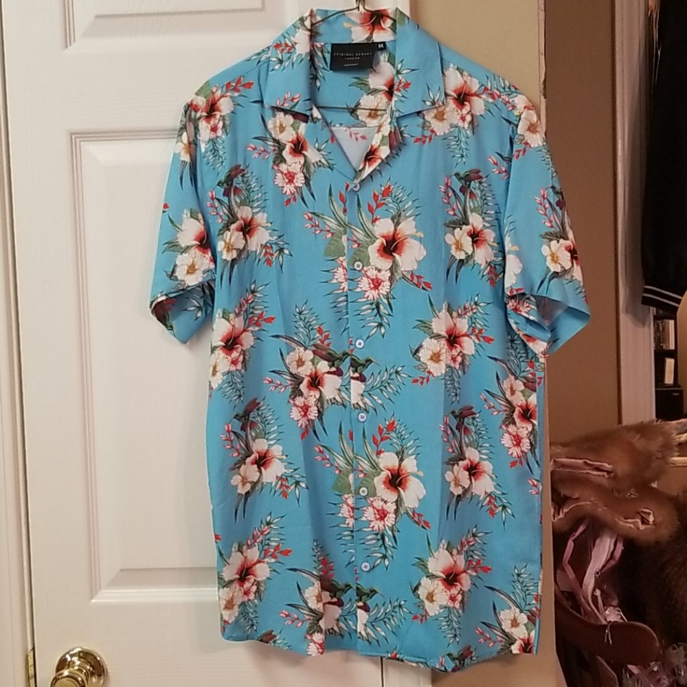 Criminal Damage Tyrell Blue Floral Shirt 🌺 - Picture 2 of 6